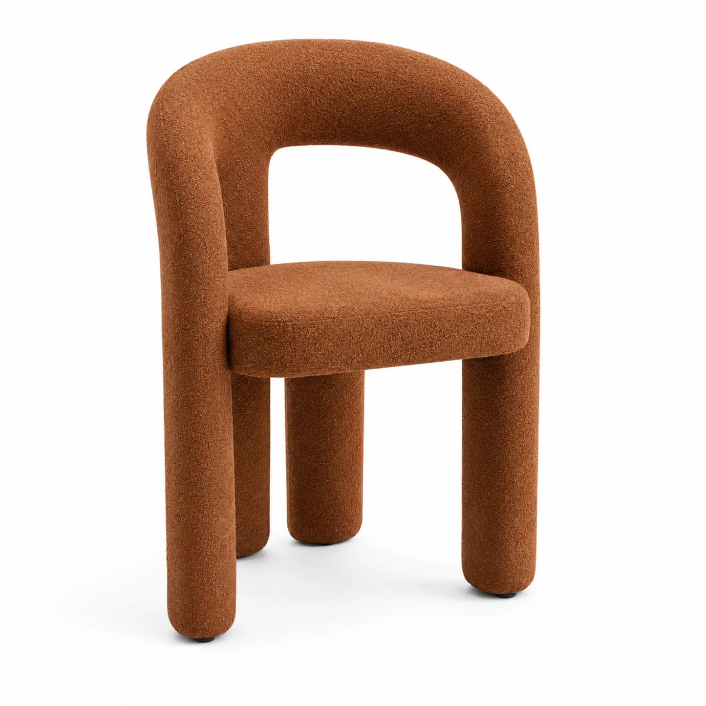 Silla de comedor marrón en fibra sintética con respaldo curvo