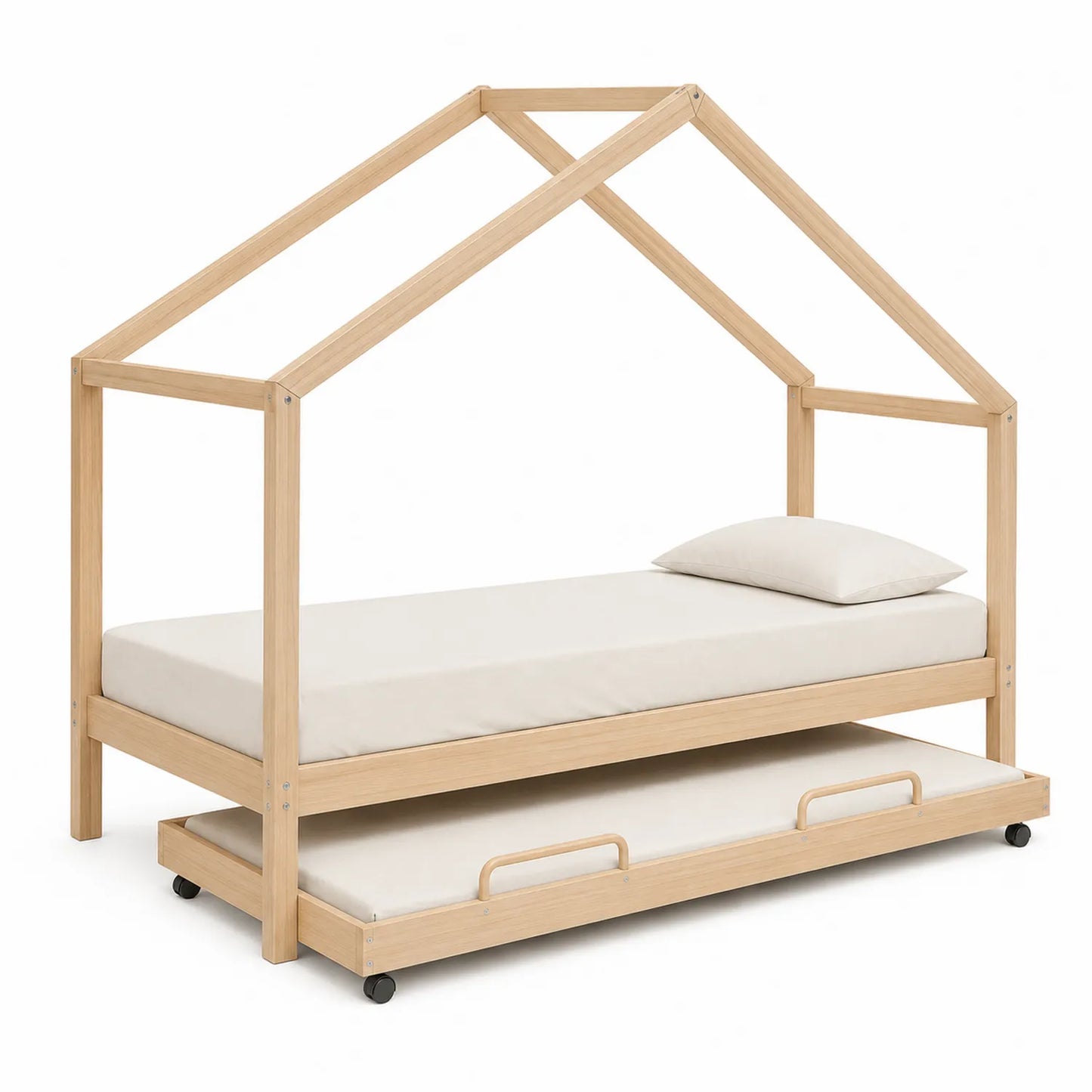 Cama de madera para niños con nido y colchones