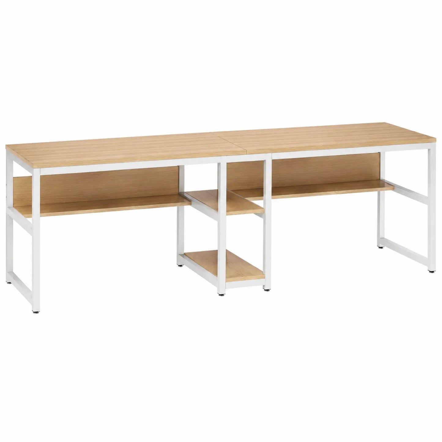 Escritorio doble de madera y metal blanco 240x60x75 cm