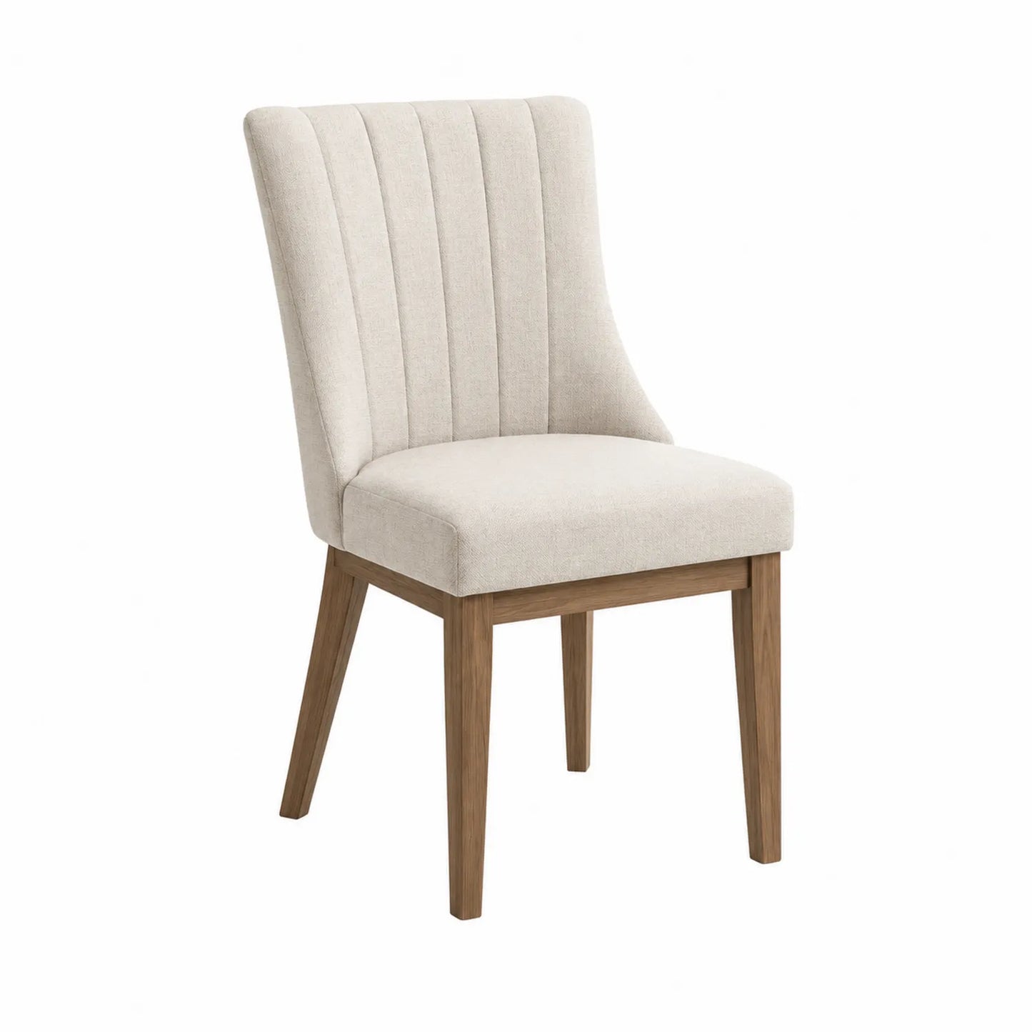 Silla de Comedor de Tela Beige con Patas de Madera