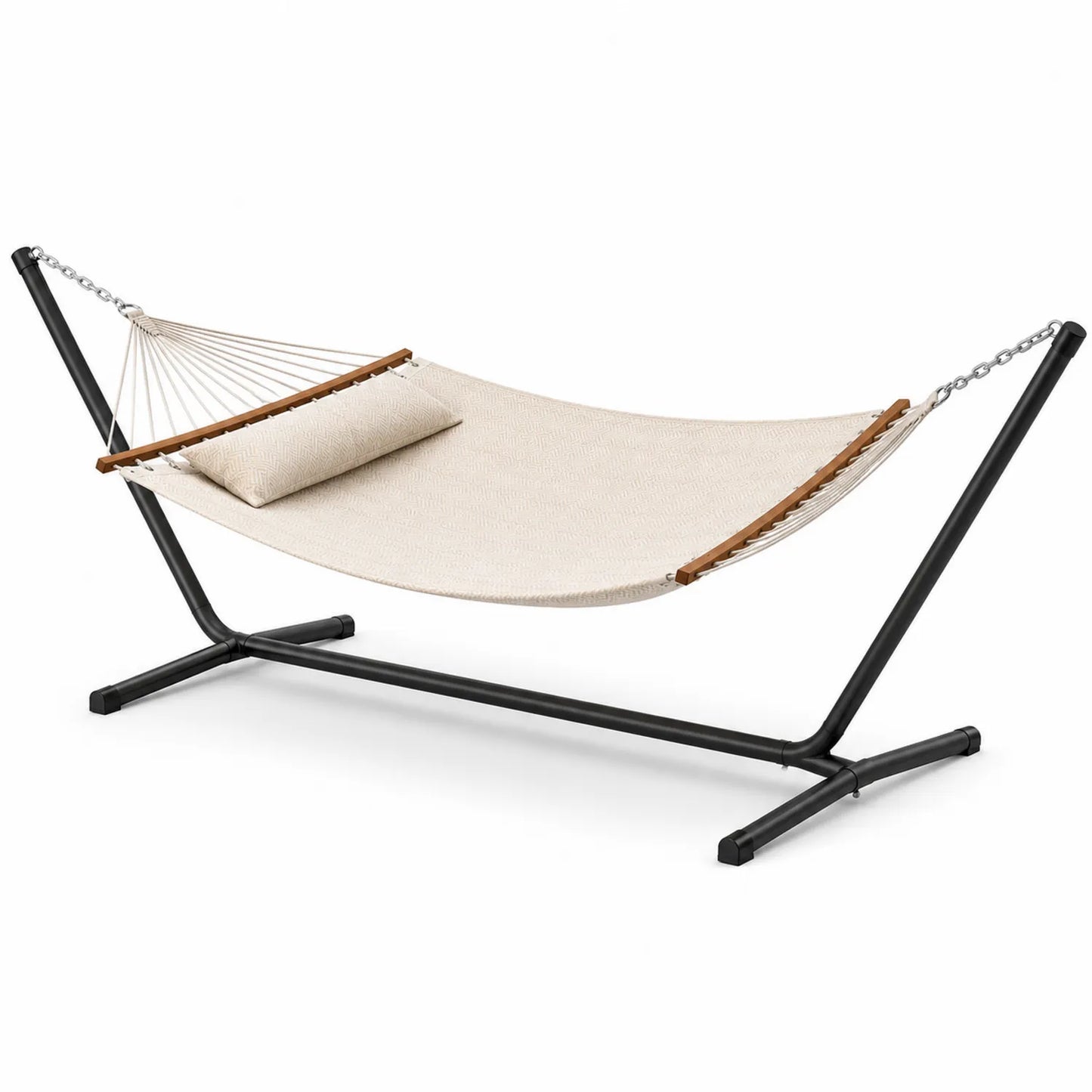 Hamaca con soporte de acero y textilene beige