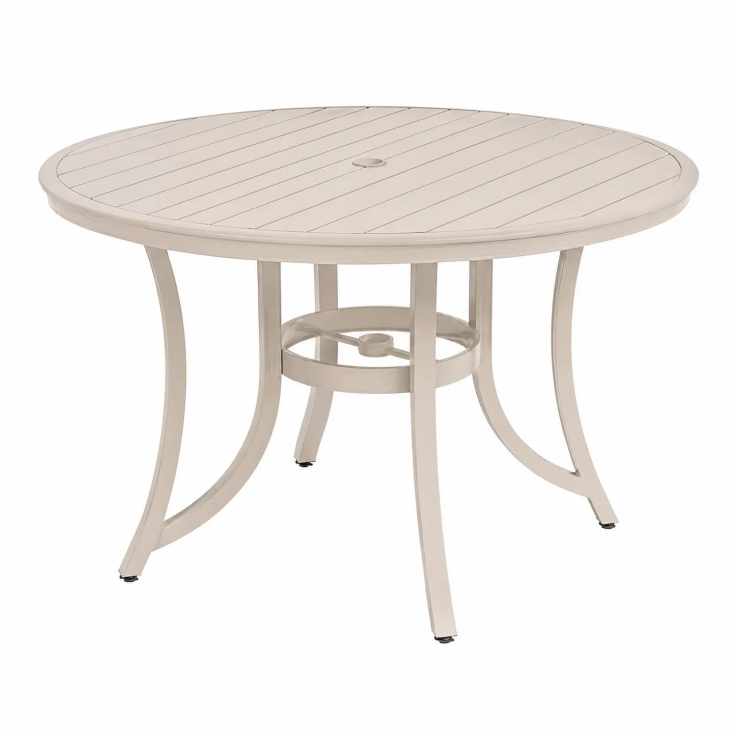 Mesa redonda de aluminio para exterior, diámetro 120 cm, Beige