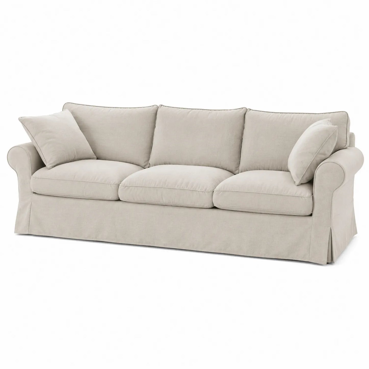 Sofá de Tela Beige de 3 Plazas con Cojines