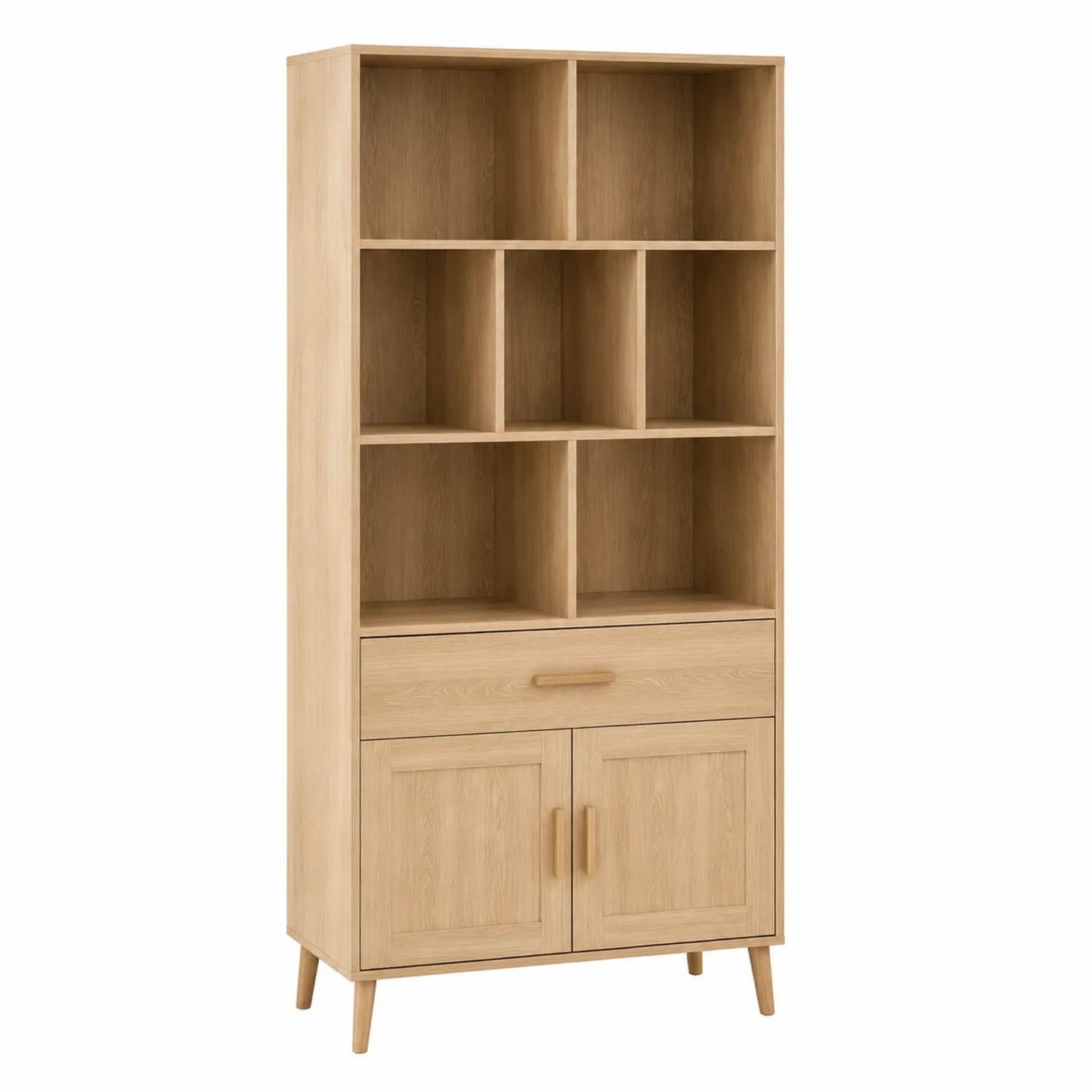 Librería de Madera de Roble con Estantes y Puertas