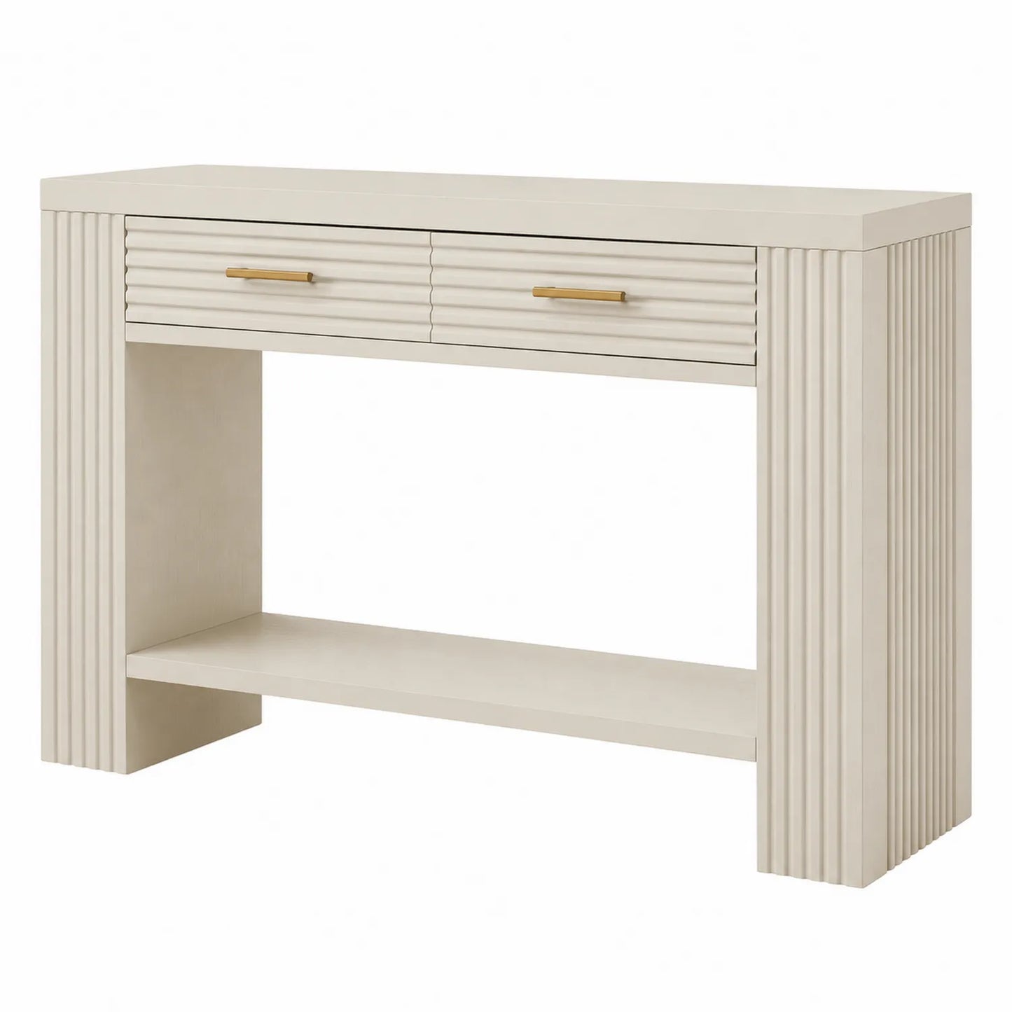 Mesa consola de MDF beige con dos cajones 120cm