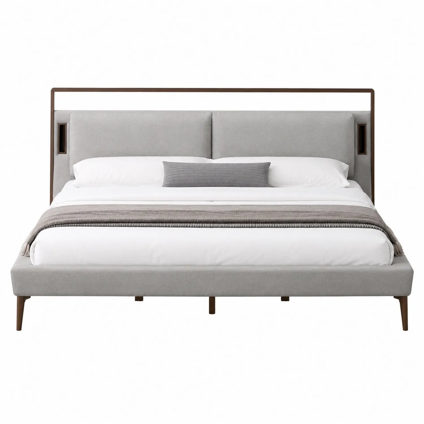 Cama de tela con cabecero acolchado 200x160 cm