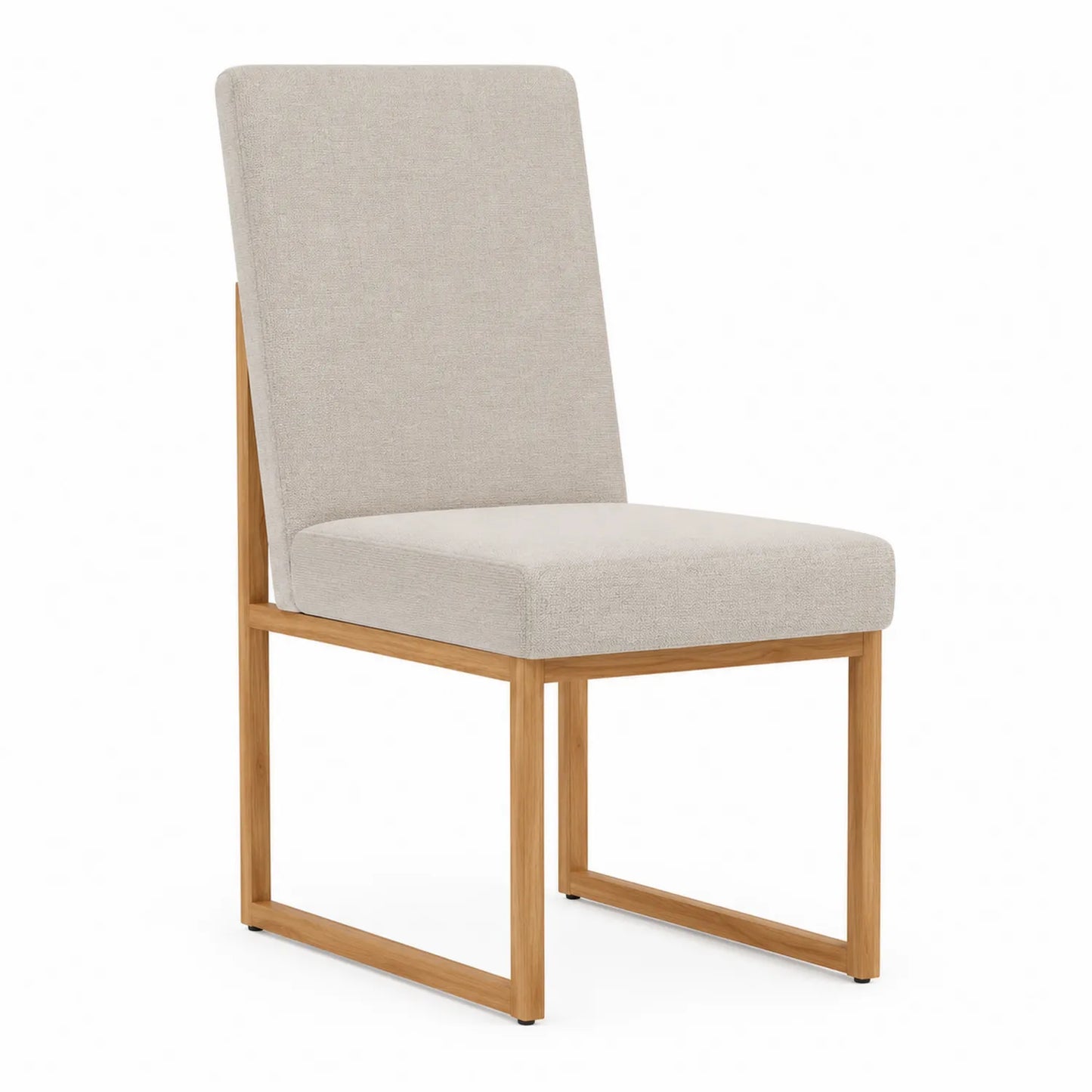 Silla de comedor de madera y tela beige 90x45x55 cm