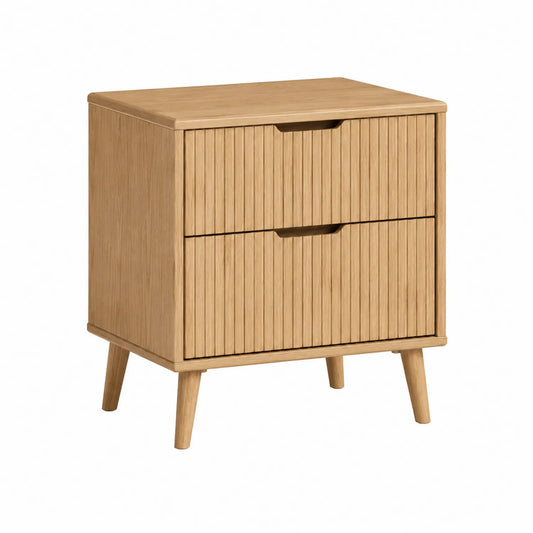 Mesa de noche de madera de roble con 2 cajones 45x35x60 cm