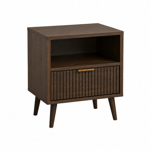 Mesa auxiliar de madera maciza marrón 45x55x35 cm
