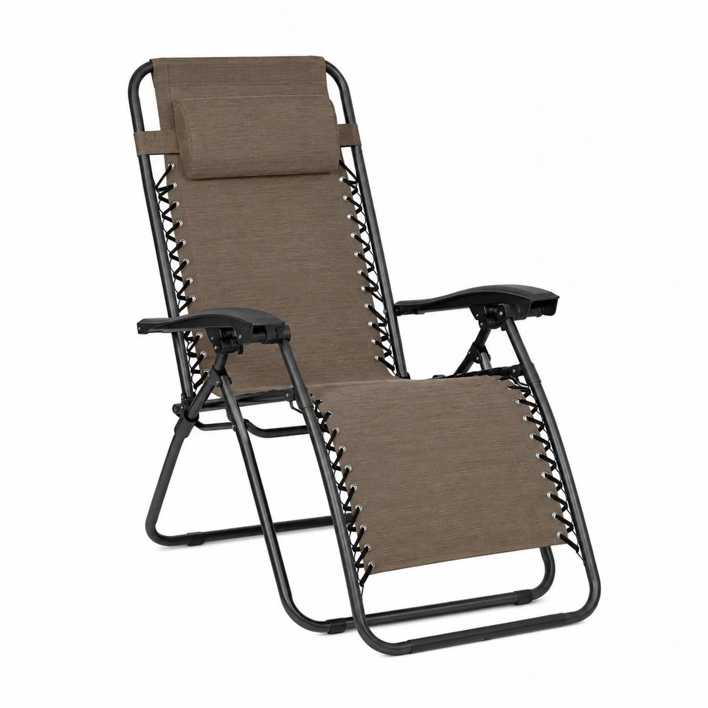 Silla Reclinable de Textileno y Acero Marrón/Negro