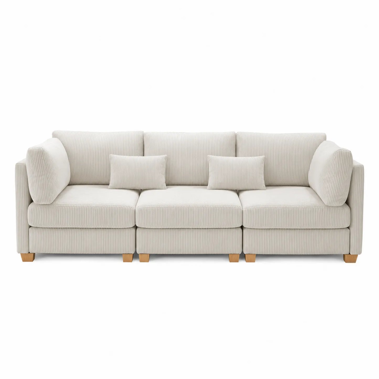 Sofá modular de 3 plazas de pana beige