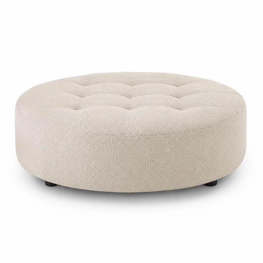 Reposapiés redondo de tela beige 90 cm