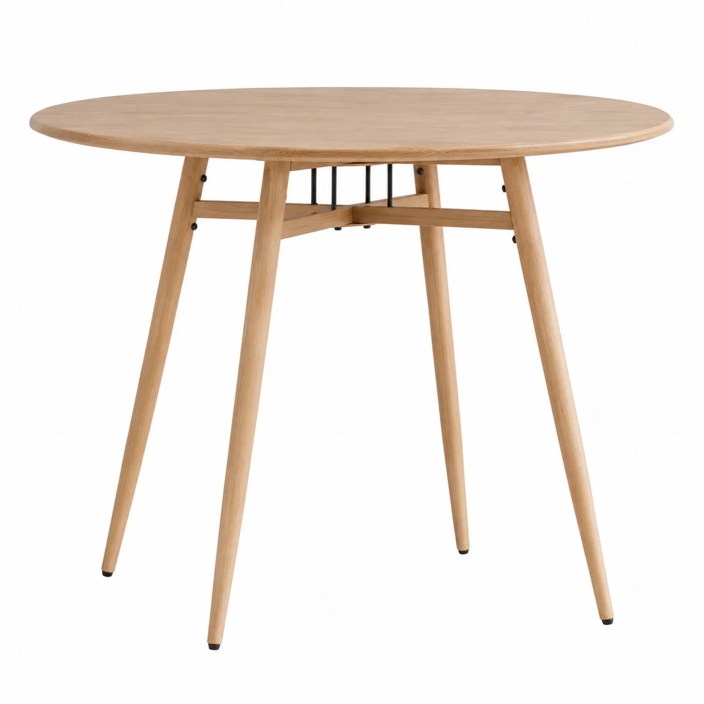 Mesa de comedor redonda de madera de roble