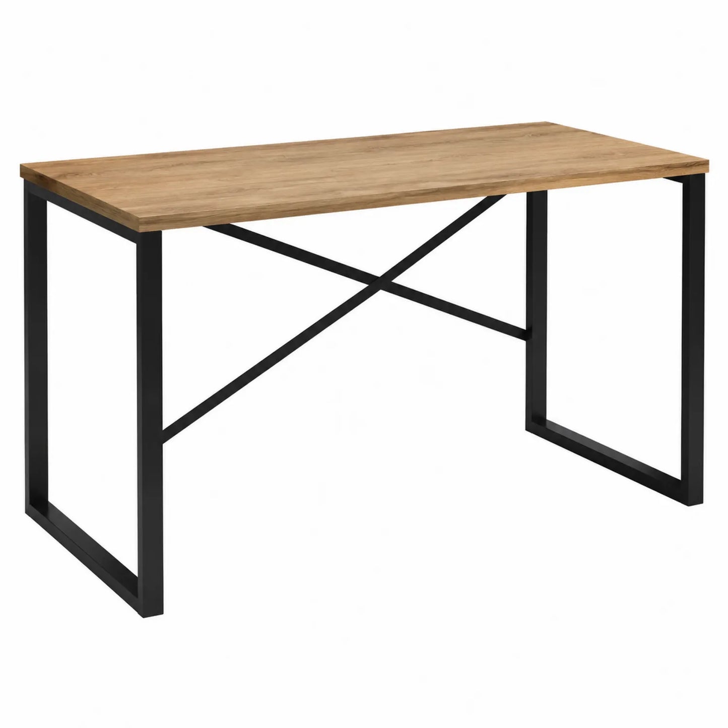 Escritorio de bambú y metal negro 120x60x75 cm