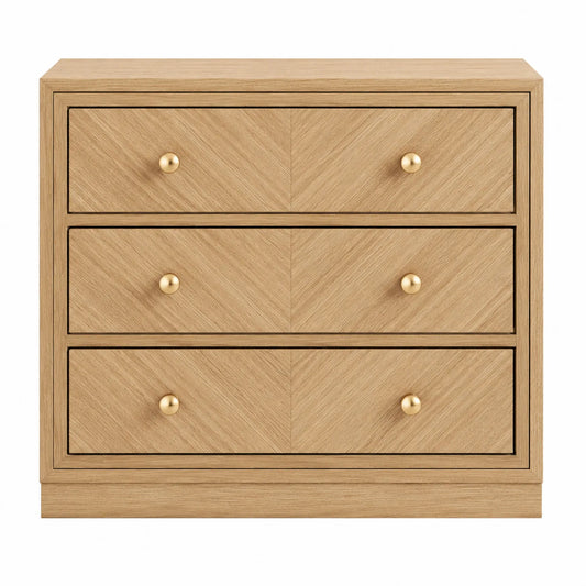Cómoda de Madera con 3 Cajones Color Natural 80x80x40cm