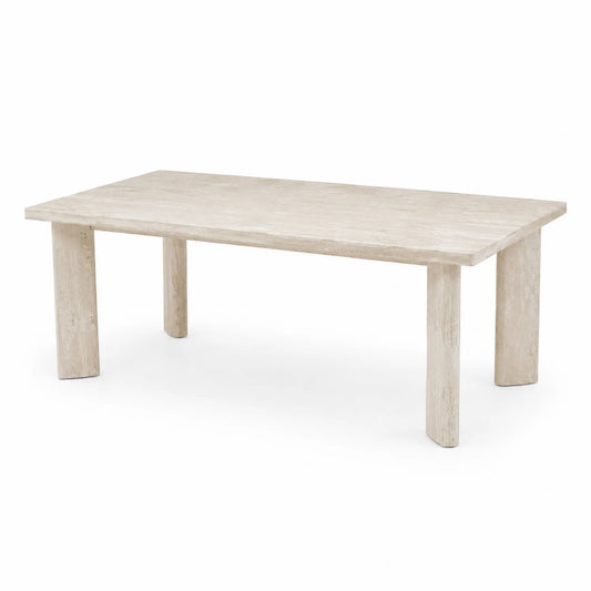 Mesa de exterior de travertino beige 120x60x45 cm