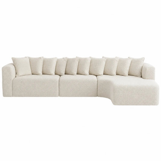 Sofá chaiselongue modular en tela de poliéster Beige