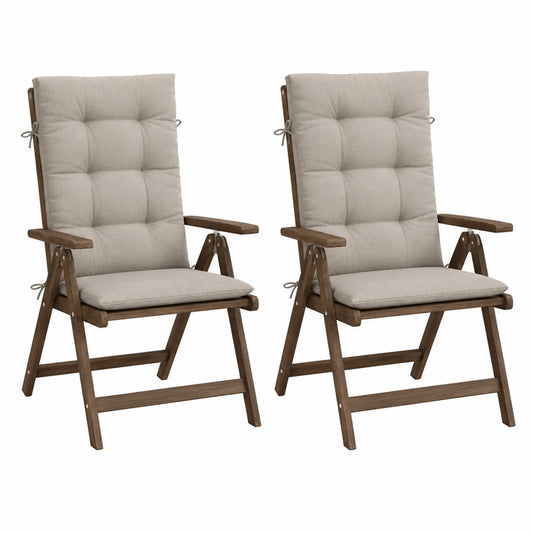 Juego de 2 sillas de madera con cojines de lino beige