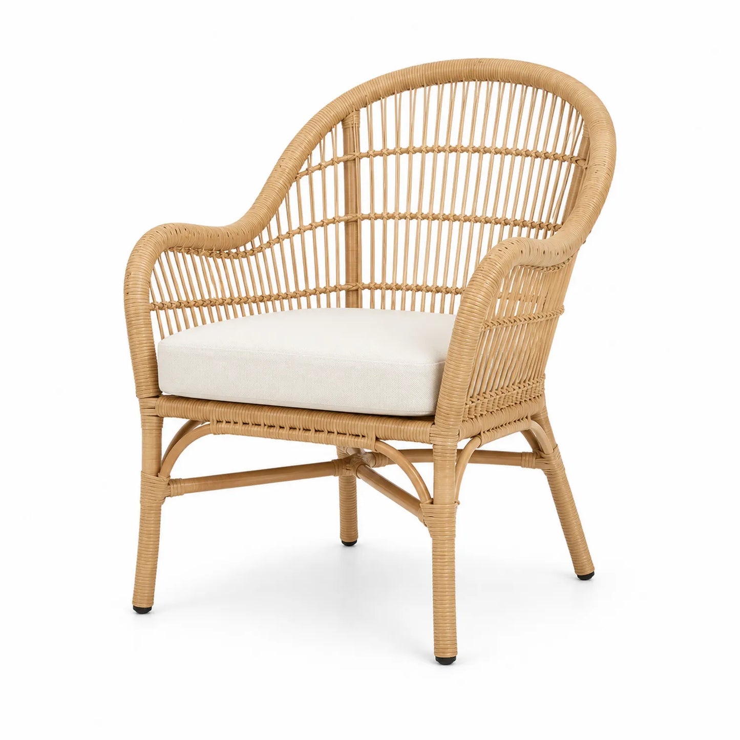 Silla de Ratán Sintético con Cojín Beige