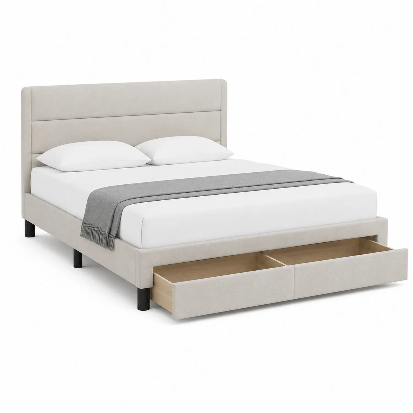 Cama de madera tapizada con cajones de almacenamiento 200x160 cm