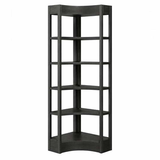 Estantería de esquina de madera negra
