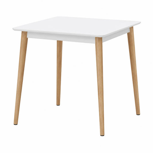 Mesa cuadrada de madera maciza y MDF blanco 75x75x75 cm