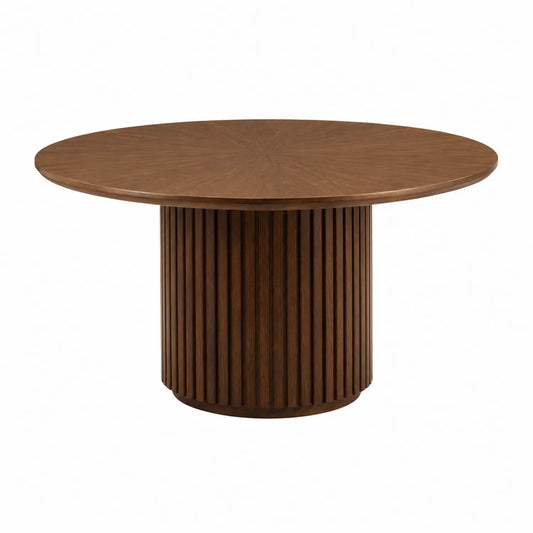 Mesa de Comedor Redonda de Madera Marrón 120 cm