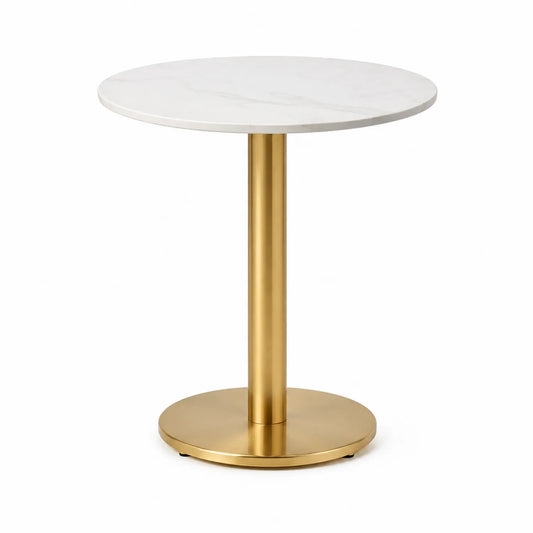 Mesa redonda de mármol y metal dorado 75 cm