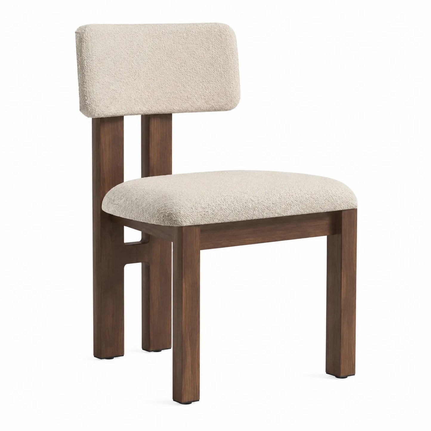 Silla de Madera Tapizada de Tejido Beige