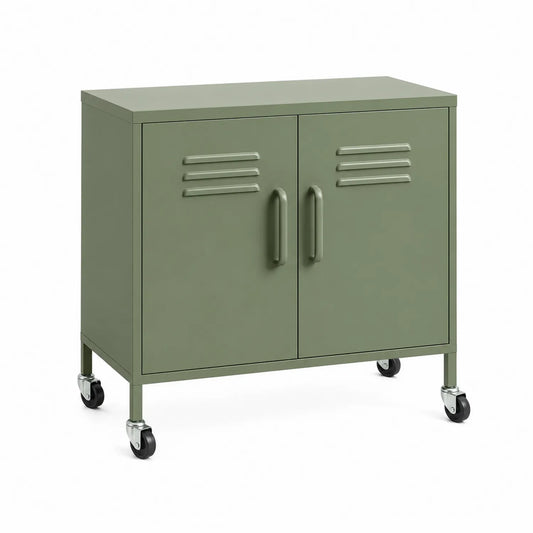Armario de Metal con Ruedas Verde 80x40x90 cm