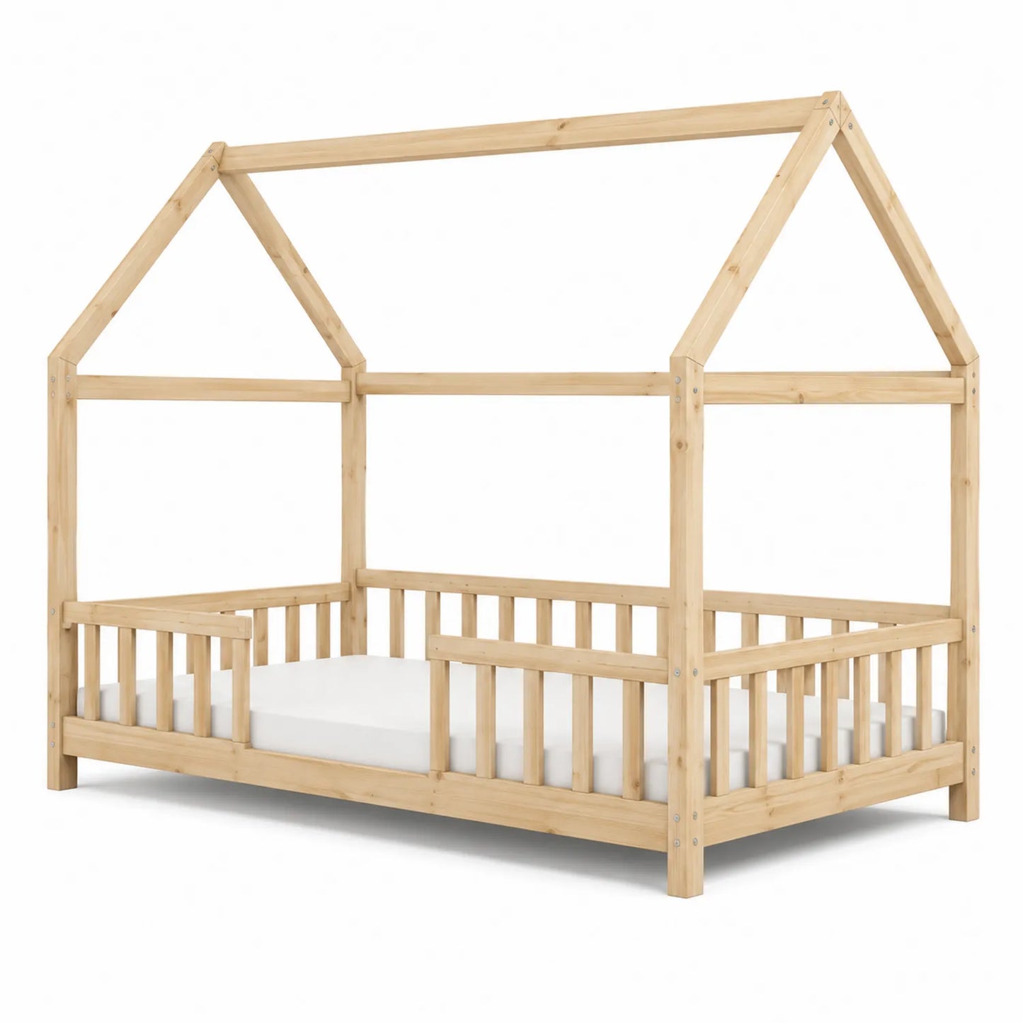 Cama infantil de madera maciza con forma de casa 160x80 cm