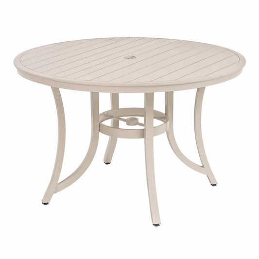 Mesa redonda de aluminio para exterior, diámetro 120 cm, Beige