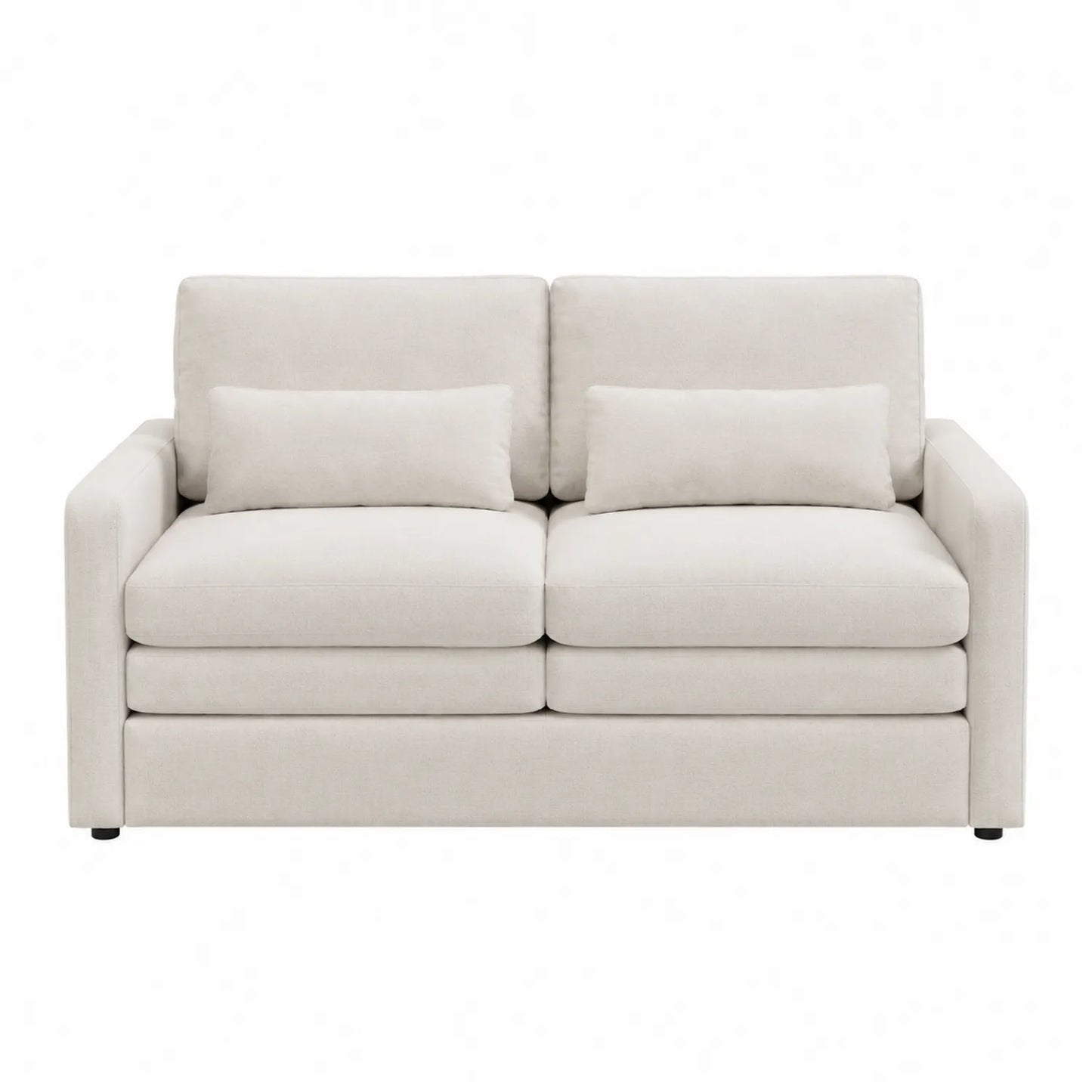 Sofá de tela beige 2 plazas con cojines