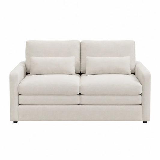 Sofá de tela beige 2 plazas con cojines
