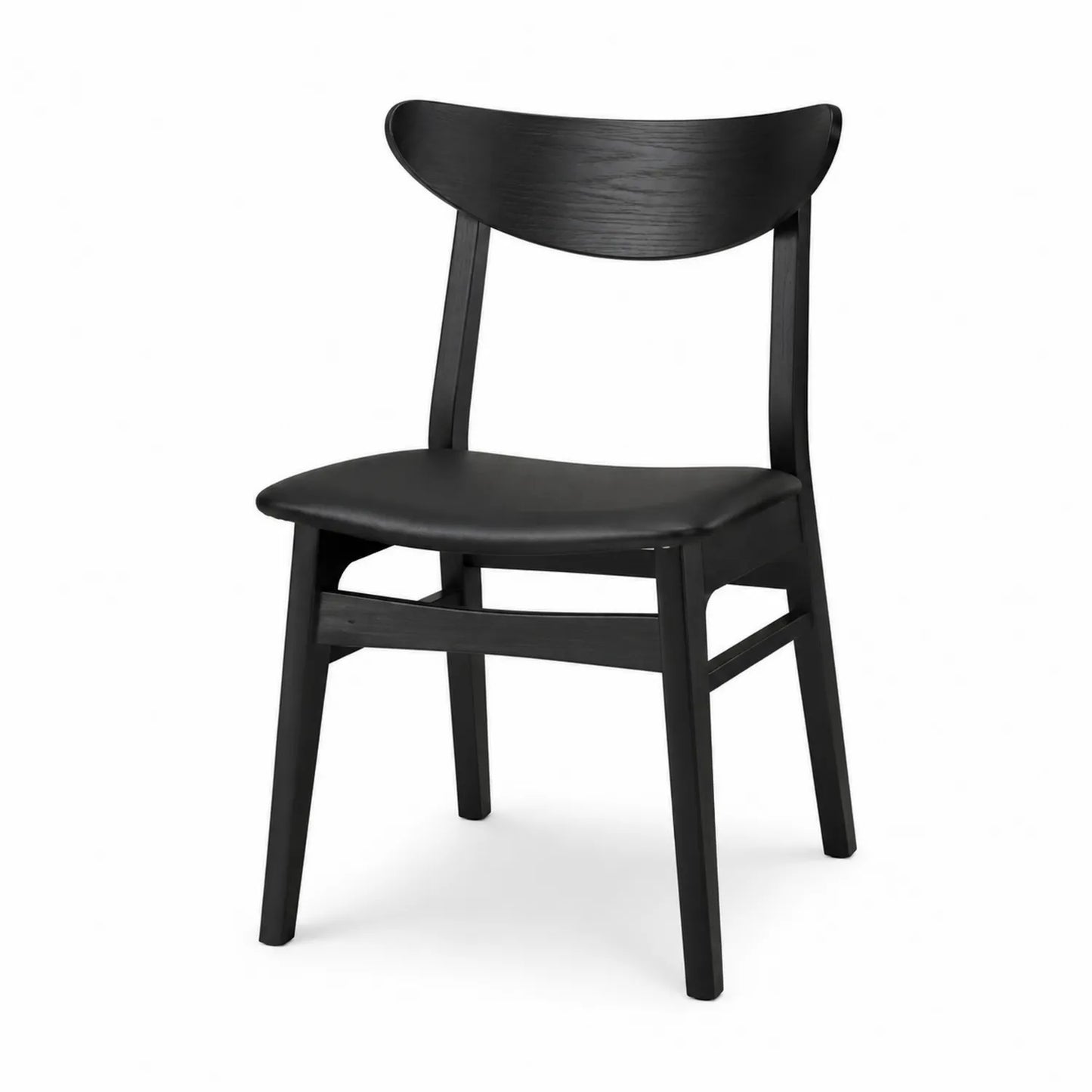 Silla de madera negra con asiento de cuero PU