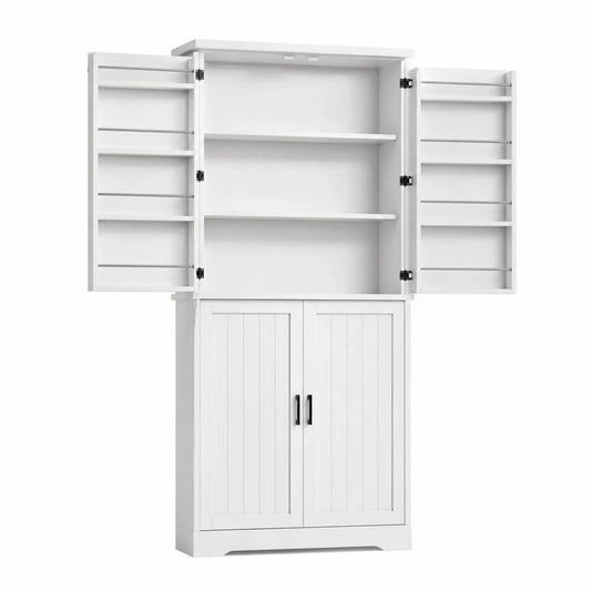 Aparador de madera MDF blanco con puertas y estantes