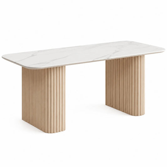 Mesa de comedor de mármol y roble 200x90x75 cm
