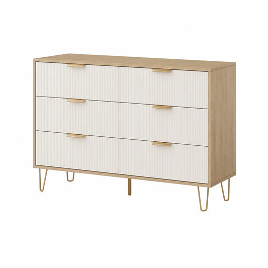 Cajonera de madera con 6 cajones Blanco y Roble