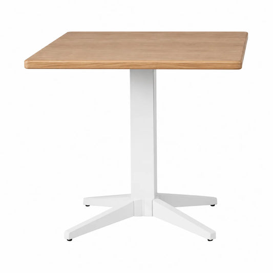 Mesa cuadrada de madera y metal 75x75x75 cm Blanco/Roble