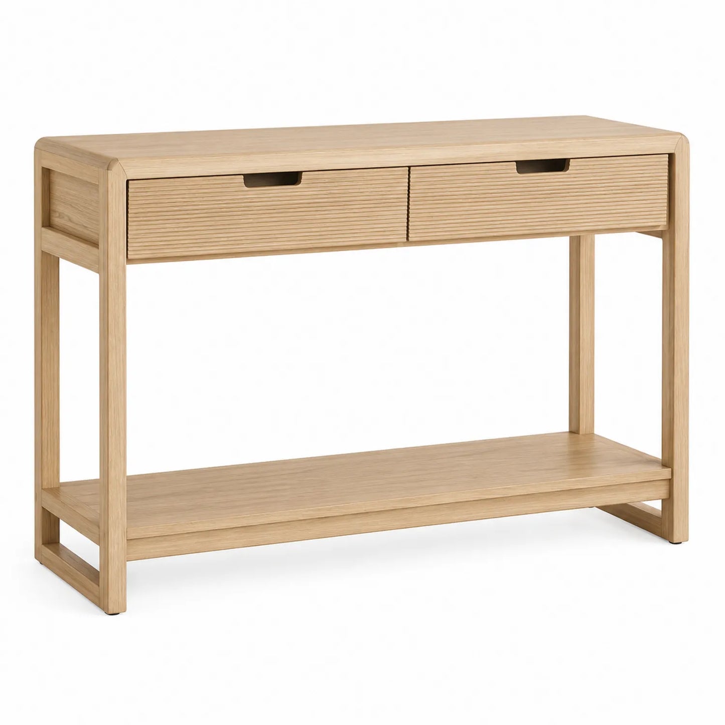 Mesa consola de madera de roble con cajones y estante 120x30x80 cm