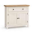 Aparador de madera blanco con encimera de roble 1 cajón 2 puertas 85x100x40cm