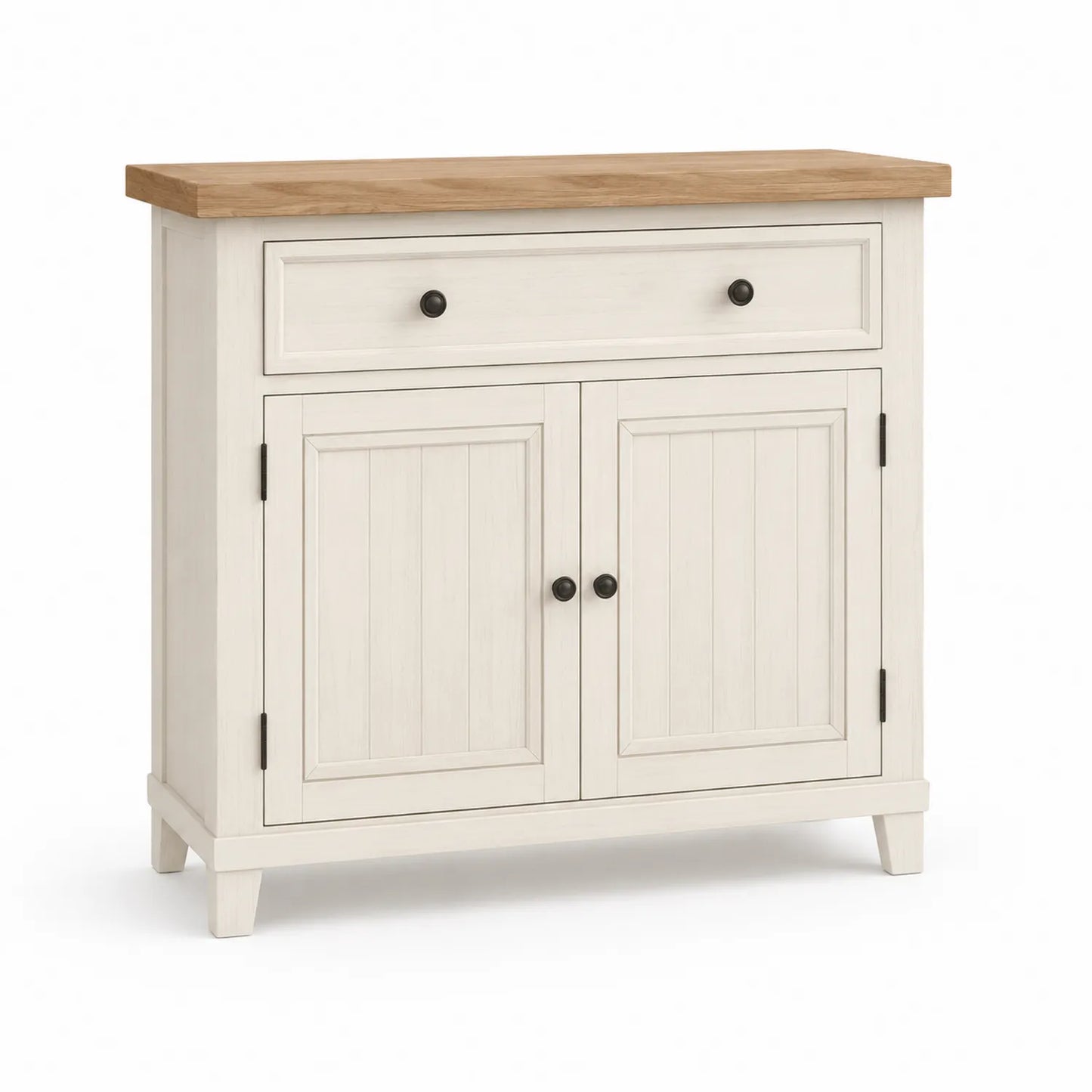 Aparador de madera blanco con encimera de roble 1 caj¨®n 2 puertas 85x100x40cm
