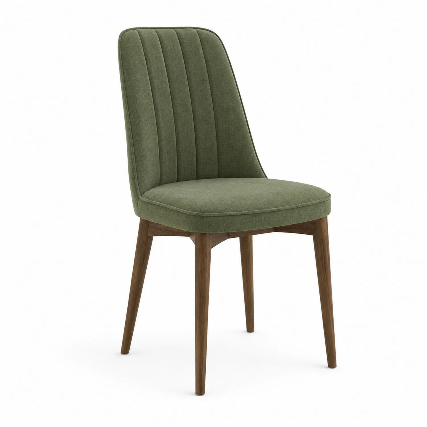 Silla de comedor de poliéster verde con estructura de madera 45x50x85 cm