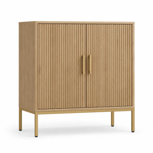 Armario de madera con patas de metal dorado 80x40x90 cm