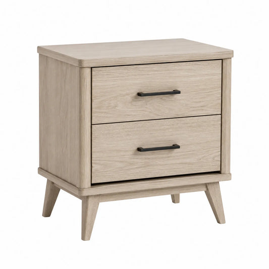 Mesita de madera con 2 cajones de roble claro