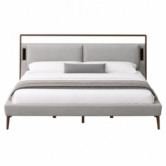Cama de tela con cabecero acolchado 200x160 cm