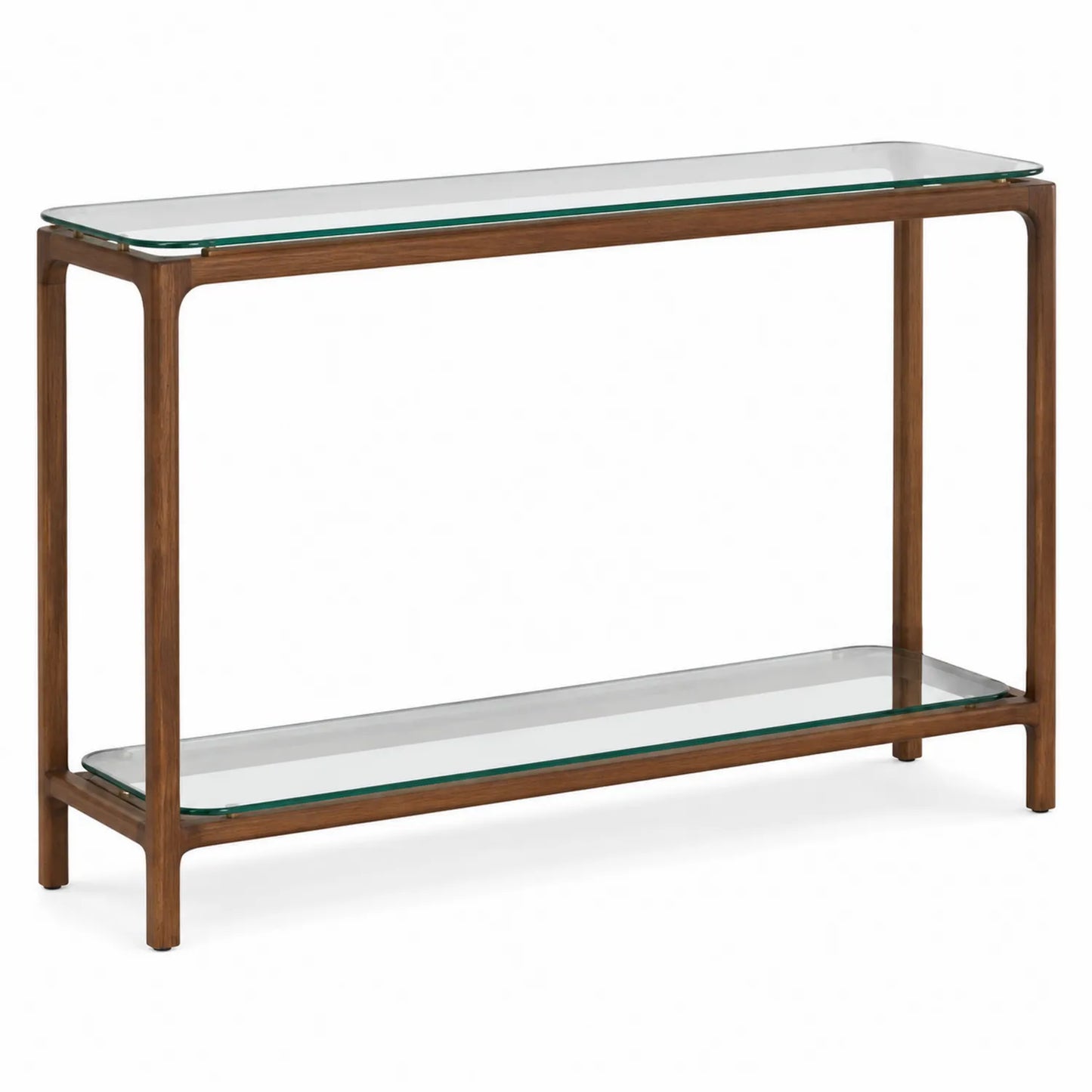 Mesa consola de vidrio templado y madera
