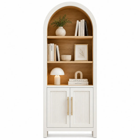 Estantería archivador de madera con arco blanco 180x60x40 cm