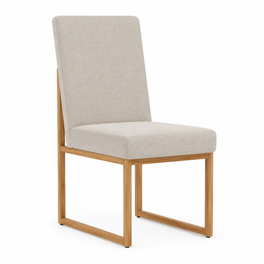 Silla de comedor de madera y tela beige 90x45x55 cm