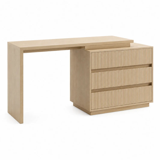 Escritorio de madera de roble con 3 cajones